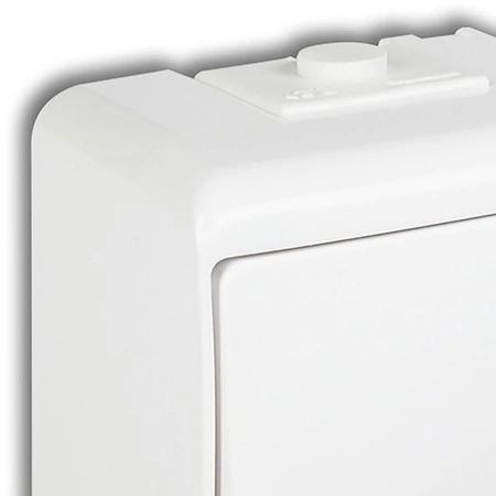 Łącznik Włącznik Schodowy Hermetyczny Jednobiegunowy Natynkowy Junior IP54 KARLIK Biały