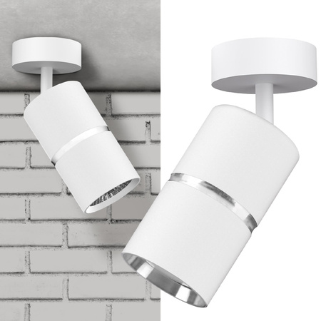 Oprawa Ścienno-Sufitowa Reflektor Punktowy GU10 Biała Srebrna BAMBOO Sanico Goldlux