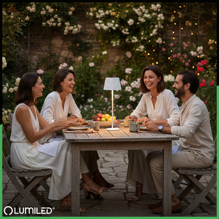 Lampa Ogrodowa LED Stojąca Ozdobna Stołowa Nocna USB Ściemnialna Dotykowa Biała FIORA LUMILED