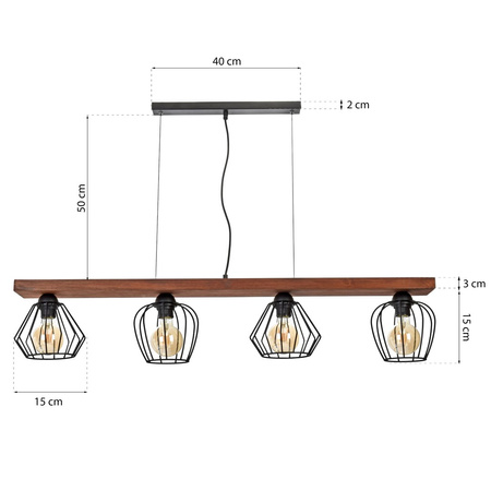 Lampa wisząca OZZY 4xE27 Różne Geometryczne Kształty Loft MLP6253 Milagro Metal + Drewno