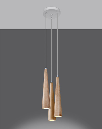 Lampa Sufitowa Wisząca Zwis 3x GU10 Tuba Ruchoma Geometryczna Brązowa Skandynawska Sula Sollux