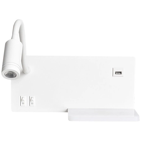 Lampka nocna ścienna z półką SHELF Biała LED 4W + 5W + 2W Milagro