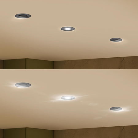 3x Oprawa Podtynkowa Wpuszczana LED 5W 550lm 4000K Neutralna Ruchoma Okrągła Czarna Ściemnialna 3-STEP SceneSwitch Cilantro Philips