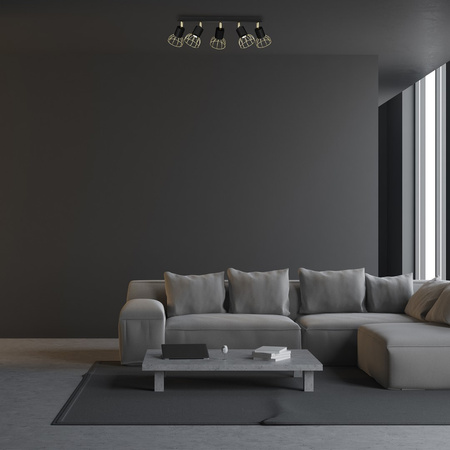 Lampa Sufitowa DANTE Czarna Złota 5x mini GU10 Milagro