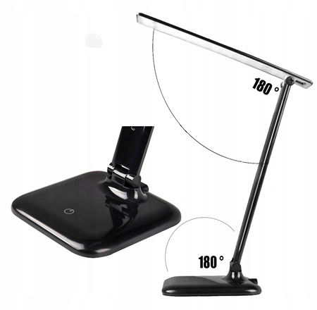 Lampka Biurowa Kreślarska Stołowa LED 9W 4500K Ściemnialna Dotykowa Czarna