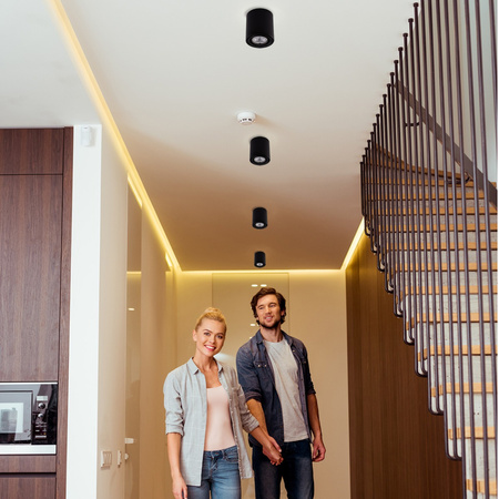 Oprawa Natynkowa HALOGENOWA Aluminiowa Czarna SPOT TUBA 10cm do LED GU10 Bellalux