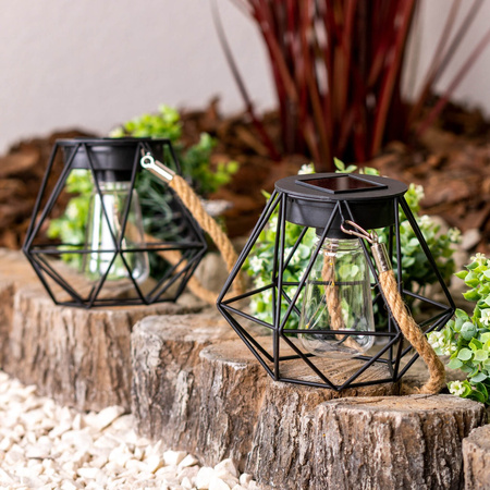 Lampa Solarna Wisząca LED Zewnętrzna Ogrodowa Latarenka 3000K IP44 Czujnik Zmierzchu