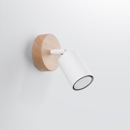 Lampa Ścienna Oprawa Natynkowa Kinkiet GU10 SPOT TUBA Reflektor Punktowa Ruchoma Tubularna Drewno Biała Nowoczesna Verdo Sollux