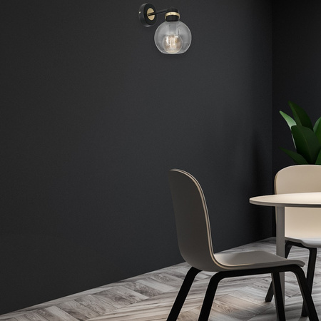 Lampa Ścienna Kinkiet OMEGA Czarna Złota 1xE27 Milagro