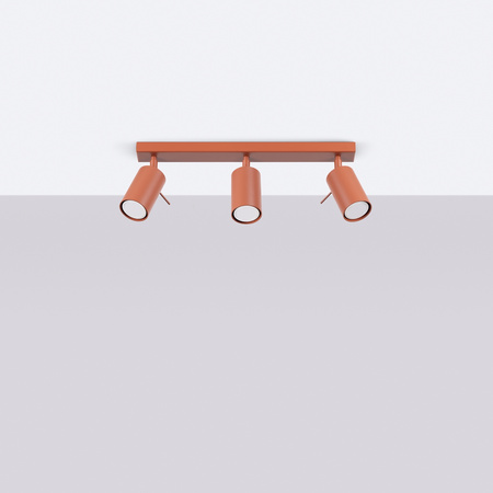 Lampa Sufitowa Reflektor Tuba Spot 3x GU10 Ochra Czerwona Ring Bittersweet Shimmer SL.1508 Sollux