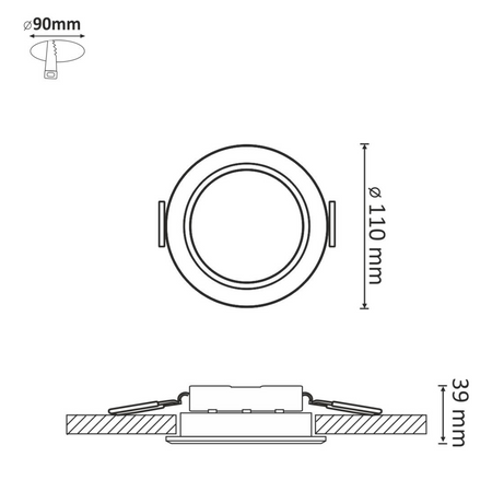 Zestaw 3 x Oprawa podtynkowa okrągła MIRO LED Biała 6W 420lm 3000K GOLDLUX (Polux)