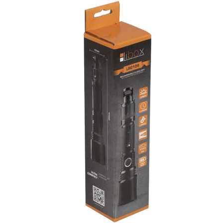 Latarka Taktyczna Akumulatorowa DIODA T6 LED 900LM Obrotowy ZOOM 5 TRYBÓW IPX3 LB0109 LIBOX