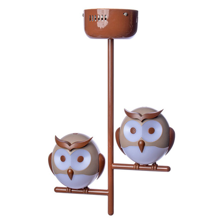 Lampa Sufitowa OWL 2XG9 LED Sowy Brązowa Milagro