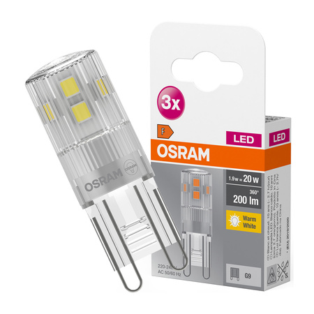 3PAK Żarówka LED G9 KAPSUŁKA 1,9W = 20W 200lm 2700K Ciepła OSRAM Base