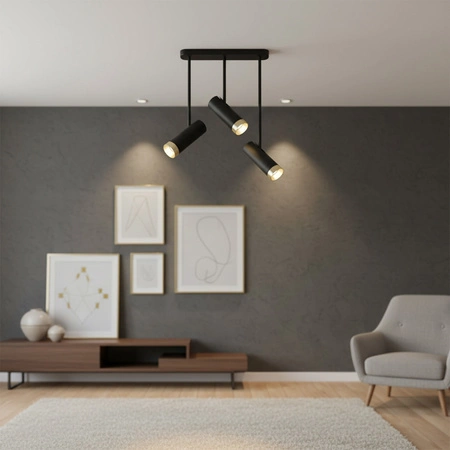 Lampa Sufitowa Punktowa Reflektor 3x GU10 Czarna Złota PORTO Sanico Goldlux