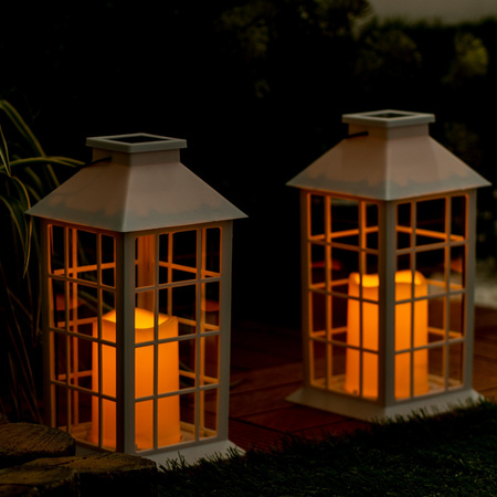 Lampa Solarna Ogrodowa LED Wisząca Latarenka Biała 27cm