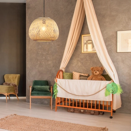 Lampa Sufitowa Wisząca Zwis E27 Beżowy BAMBOO NATURAL Sanico Goldlux