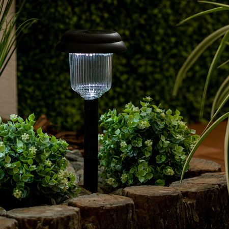 Lampa Solarna Ogrodowa LED Wbijana Zimna Czarna 41cm