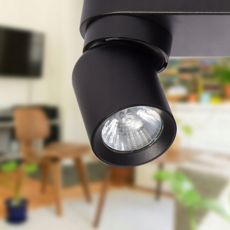 Lampa Sufitowa Ścienna TIMO Kinkiet Reflektor Oprawa Halogenowa Ruchoma 2xGU10 Czarny LVT
