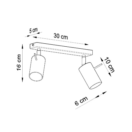 Lampa Sufitowa Oprawa Natynkowa 2x GU10 SPOT TUBA Reflektor Ruchoma Minimalistyczna Tubularna Szara Nowoczesna Ring Sollux