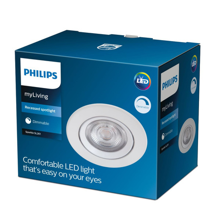 Oprawa Podtynkowa Wpuszczana LED 5W 350lm 2700K Biała Sparkle Philips
