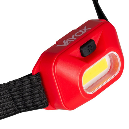 Latarka Czołowa Bateryjna Czerwona COB IP44 150lm VA0118 Vayox