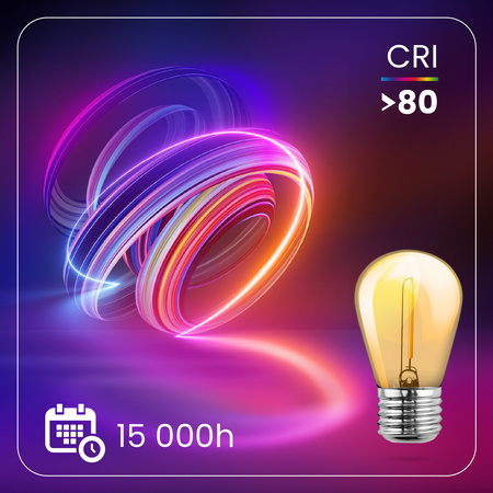 5-PAK Żarówka LED E27 ST14 1,3W = 10W 2200K Ciepła 110lm Filament do Girlandy LUMILED