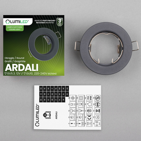 Oprawa Halogenowa Podtynkowa Okrągła Grafit GU10 MR16 ARDALI LUMILED