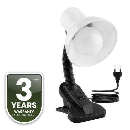 Lampka Biurkowa Stołowa Regulowana LIRIA Szkolna Nocna E27 Klips Biała LUMILED