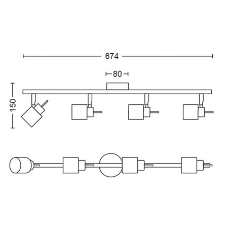 Lampa Sufitowa Reflektor Natynkowy 4x GU10 Czarna Meranti Philips