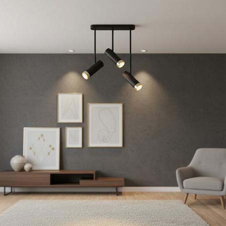 Lampa Sufitowa Punktowa Reflektor 3x GU10 Czarna Złota PORTO Sanico Goldlux