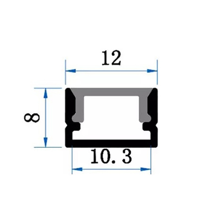 Profil Aluminiowy Anodowany do LED KM33 Srebrny Natynkowy 2m + Przesłona przeźroczysta + Zaślepki