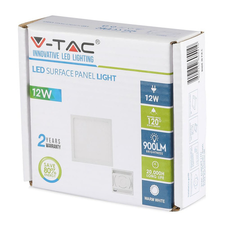 Panel LED Natynkowy 12W 4000K Kwadratowy FLICKER FREE VT-1205 V-TAC