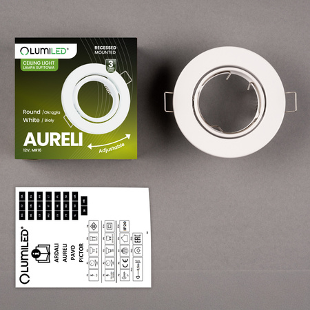 Oprawa HALOGENOWA Podtynkowa Ruchoma Okrągła AURELI Biała Blacha MR16 GU10
