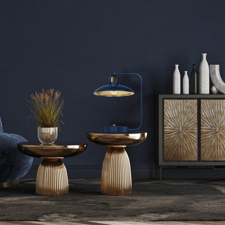 Lampka Biurkowa Stołowa LED FELIX Granatowa Niebieska Złota 1xE27 Milagro