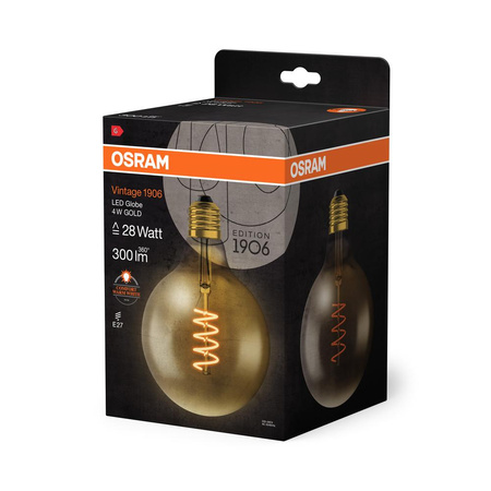 Żarówka LED Dekoracyjna G125 Kula E27 4W = 28W 300lm 2000K Ciepła 300° Vintage 1906 Osram