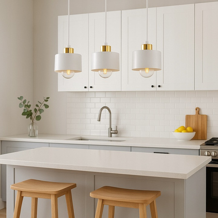 Lampa Sufitowa Oprawa Wisząca 3x E27 Biała Złota Elza Masterled