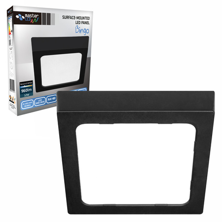 Panel LED Oprawa Sufitowa 12W 960lm 4000K Neutralny Natynkowy Kwadratowy Czarny Proma Masterled