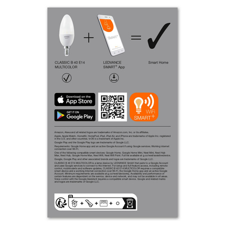 Żarówka LED E14 B40 4.9W 470lm RGBW SMART+ WiFi Ściemnialna Candle LEDVANCE