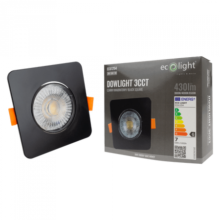 Oprawa Podtynkowa Wpuszczana LED 3W / 5W / 7W CCT Czarna Kwadratowa DOWNLIGHT Ecolight