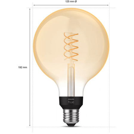 Żarówka LED Globe E27 G125 7W 2100K Ciepła Filament PHILIPS HUE White Bluetooth Zigbee
