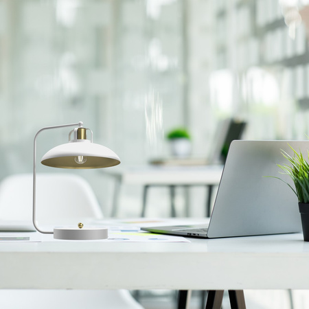 Lampka Biurkowa Stołowa LED FELIX Biała Złota 1xE27 Milagro