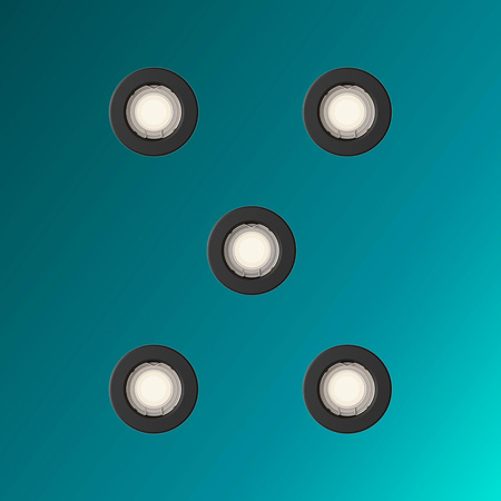 5x Oprawa Podtynkowa Wpuszczana LED GU10 Stała Aluminiowa Okrągła Czarna Peridot Philips
