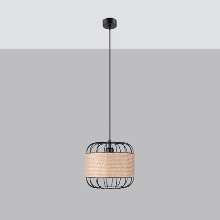 Lampa Sufitowa Wisząca Zwis E27 Żyrandol Geometryczna Czarna Industrialna Fost Sollux