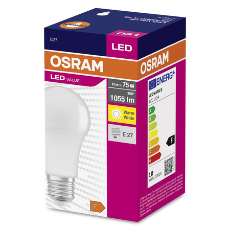 Żarówka LED A60 E27 10W = 75W 1055lm 2700K Ciepła 200° VALUE CLASSIC Osram