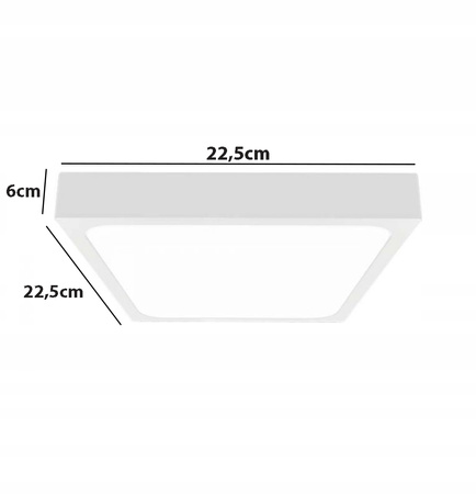 Plafon Panel LED Łazienkowy Lampa 18W 1800lm 4000K IP44 23cm Kwadrat Biały