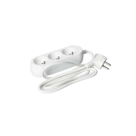 Przedłużacz Sieciowy Wtyk 3x Gniazdo z Uziemieniem Listwa Zasilająca 1.5m Biały Linea Kobi
