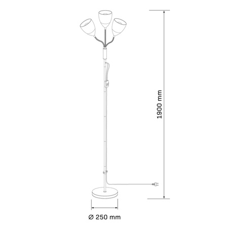 Lampa Podłogowa Oprawa Stojąca 3x E27 Czarna Tulip Sanico Goldlux