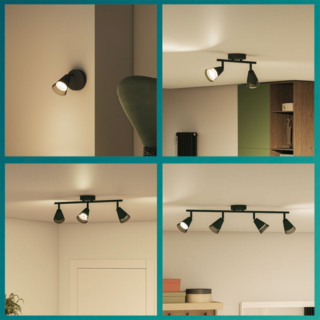 Lampa Sufitowa Reflektor Natynkowy Plafon 3x GU10 Czarna Cleft Philips