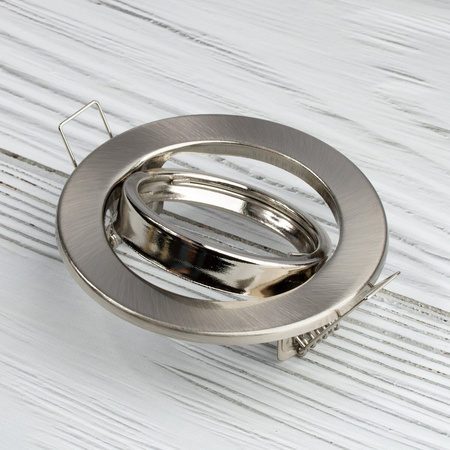 Oprawa HALOGENOWA Podtynkowa Ruchoma Okrągła Satyna Blacha GU10 MR16